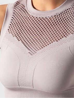 Varley Seamless Mesh-Panel Tank Bralette - taupe